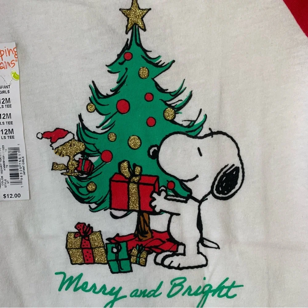 Jumping Beans (12 Month) Snoopy’s Merry & Bright Christmas Shirt; Cutest Ever! - Picture 1 of 4